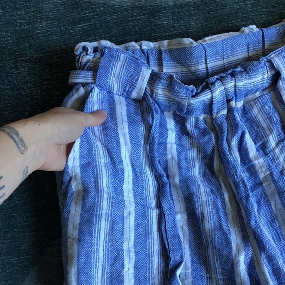 Indigo Rein Linen Coastal Striped Wide Leg Beach Pants - Picture 6 of 8